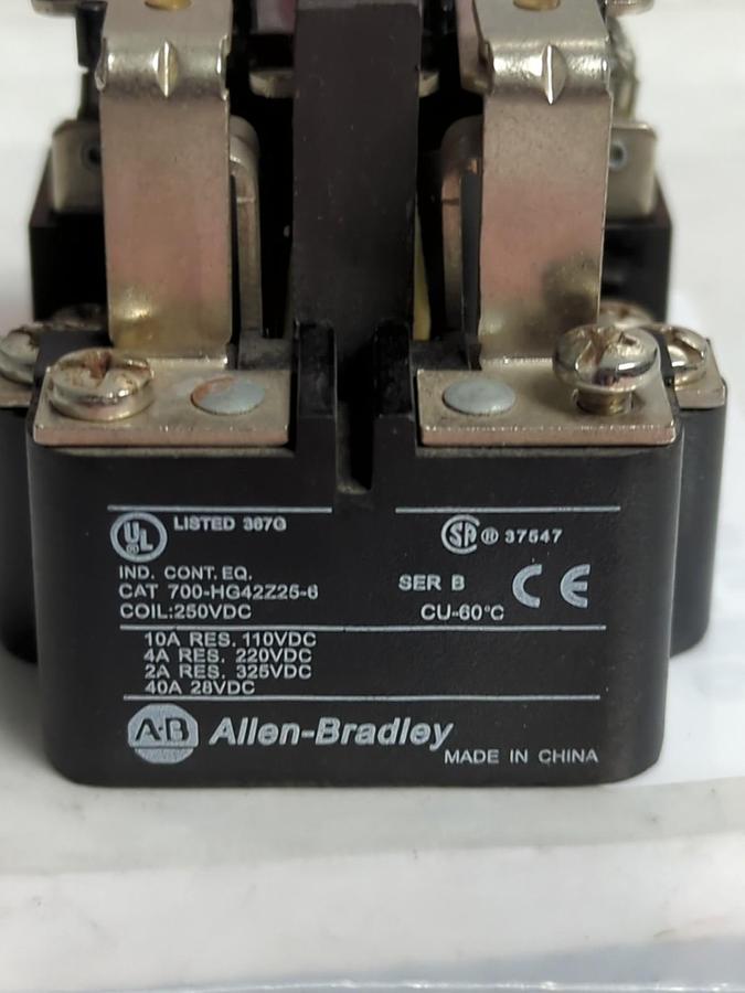 Used ALLEN BRADLEY,700-HG42Z25-6,SERIES B CONTROL RELAY COIL 250VDC PRE-OWNED