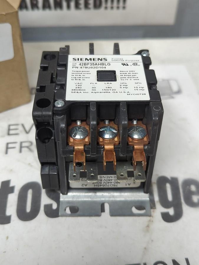 SIEMENS,42BF35AHBLG,DEFINITE PURPOSE CONTACTOR 3 POLE 440/480 VAC NOS