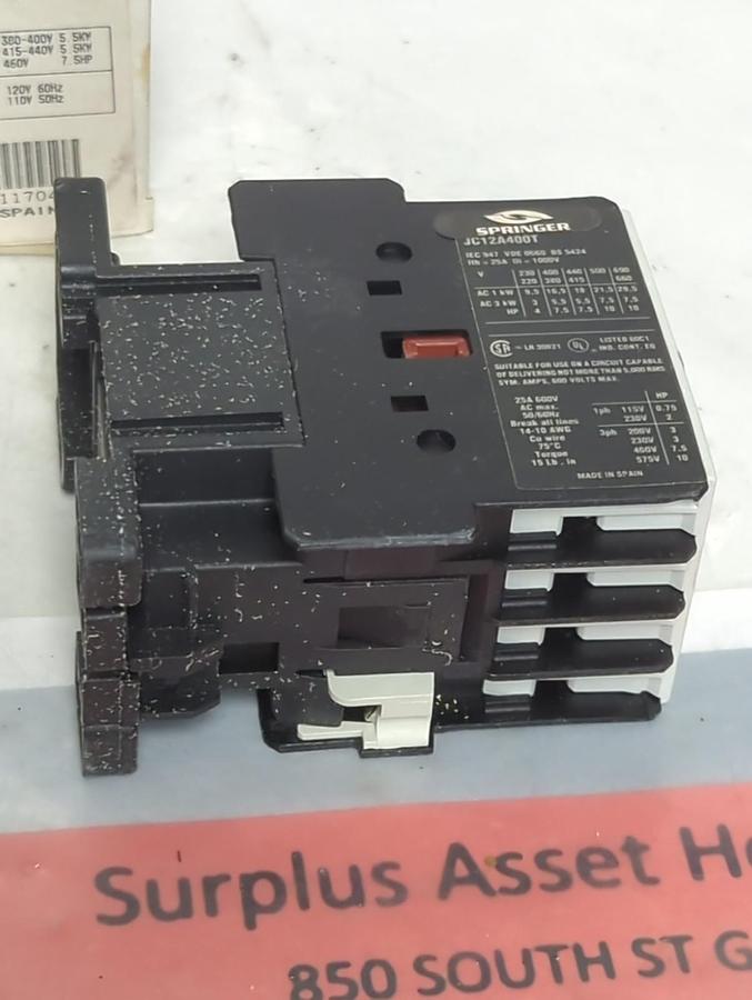 SPRINGER,JC12A4001TJ,CONTACTOR 600V 25A MAX NOS