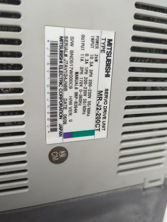 Used MITSUBISHI,MR-J2-200CT,SERVO DRIVE UNIT 2kw 3-PHASE PRE-OWNED
