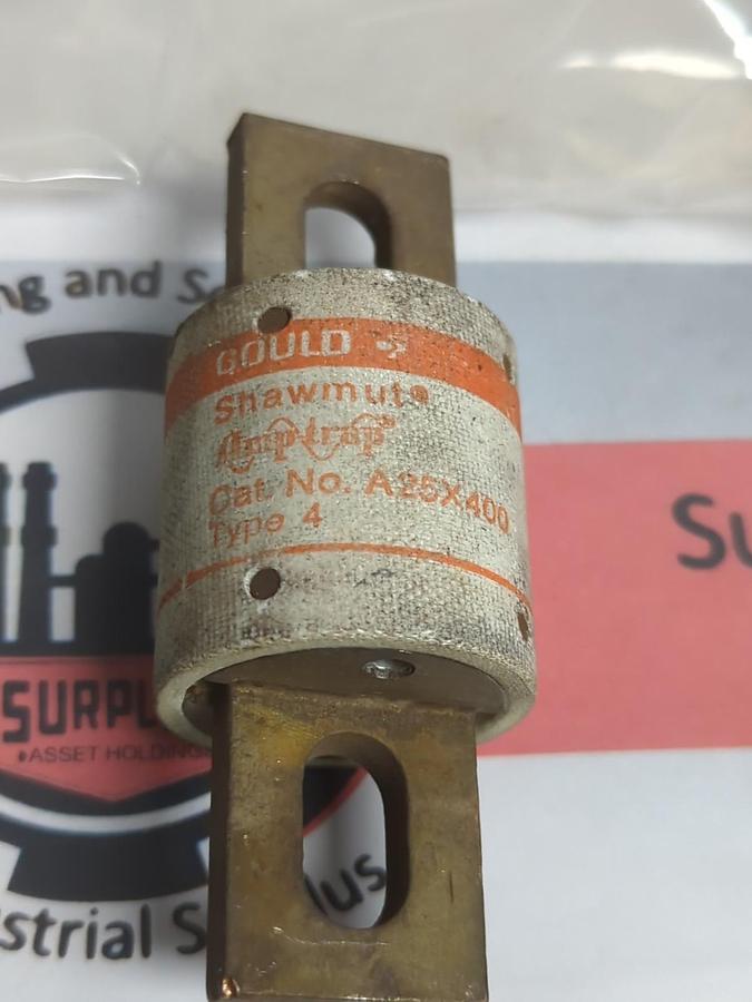 Used GOULD SHAWMUT,A25X400,TYPE 4 FUSE 400 AMP LOT OF 2 PRE-OWNED