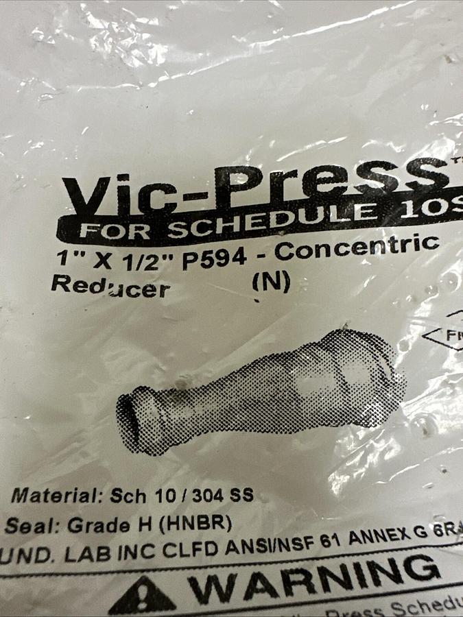 Used Vic-Press,P594,Concentric Reducer 1"x 1/2" SCH 10 304SS