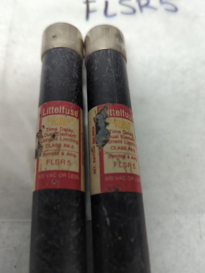 Used LITTELFUSE,FLSR-5,SLO-BLO 5 AMP FUSE LOT OF 2 PRE-OWNED