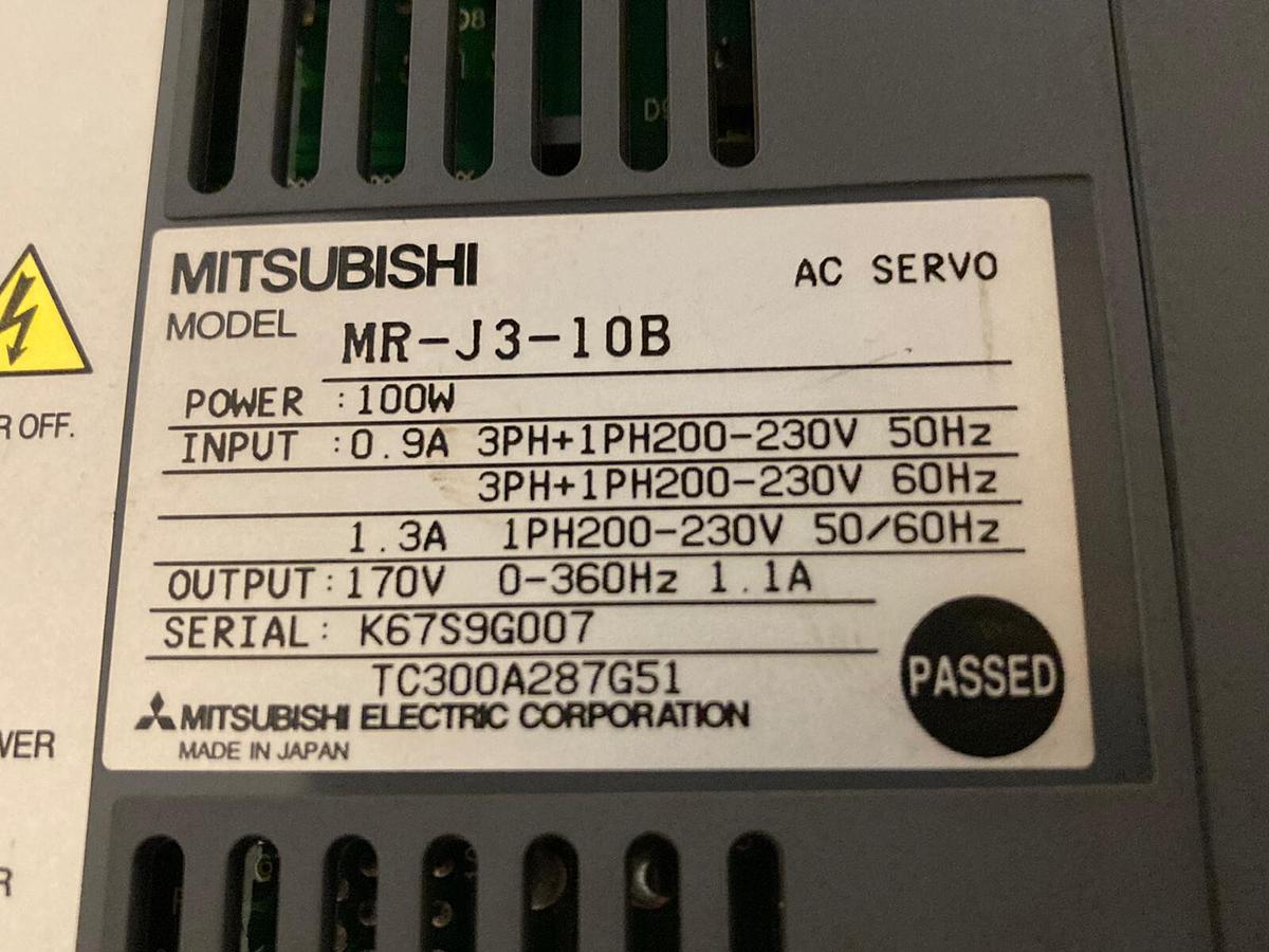 Used MITSUBISHI,MR-J3-10B,AC SERVO AMPLIFIER 100W 170V
