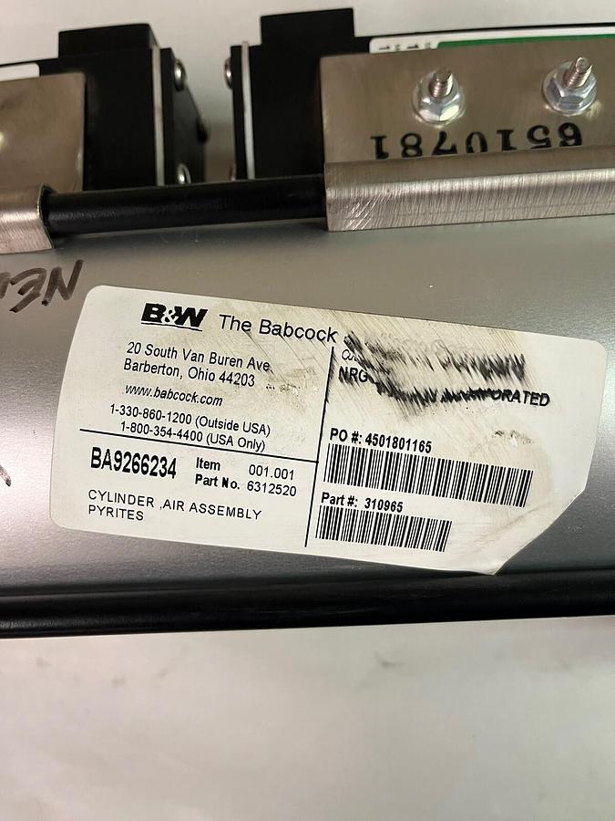 B&W Babcock,6312520,Cylinder Air Assembly Shrader Bellows 1h000034692 PAE112122S