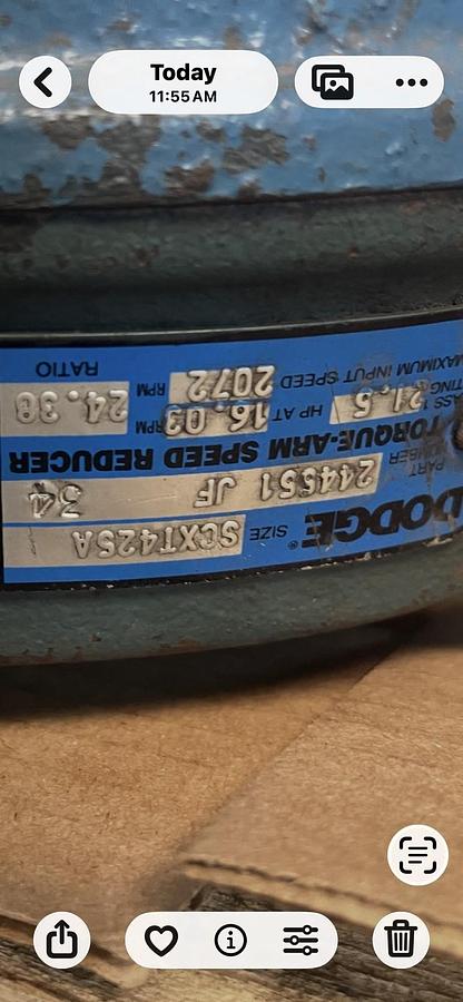 Used DODGE,SCXT425A,TORQUE ARM SPEED REDUCER RATIO 24.38 INPUT 21.5HP 2072RPM
