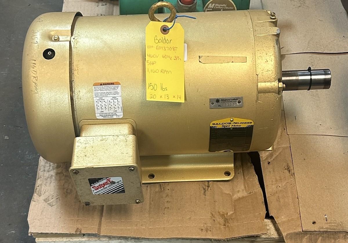 Used BALDOR,EM3708T,SUPER-E MOTOR 5HP 230/460V 1160RPM 3PH 215T FRAME