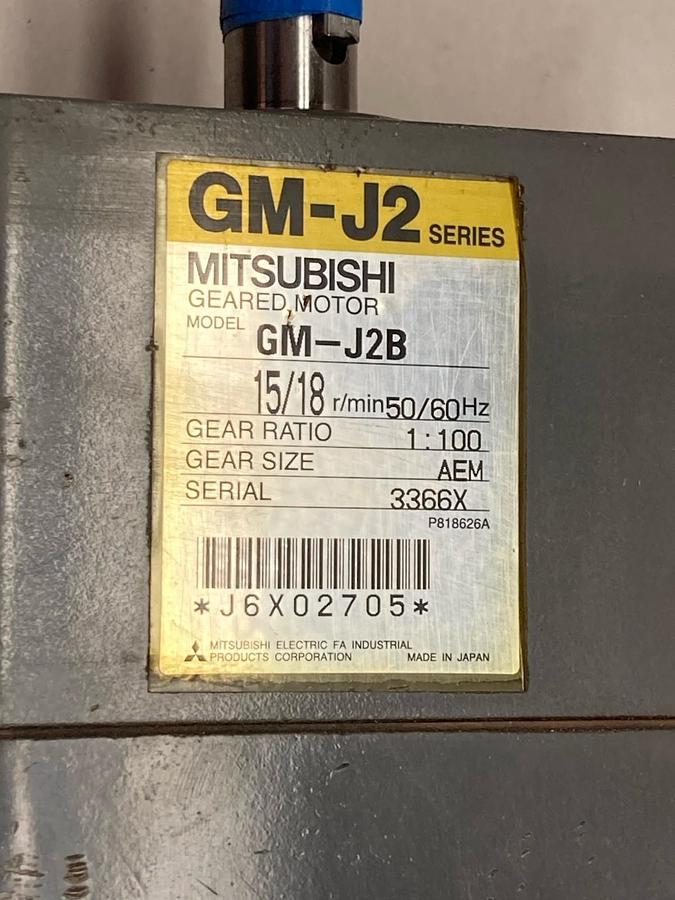Mitsubishi,GM-J2B,3-Phase Geared Motor 90 Watts 50/60Hz Gear Ratio 100:1