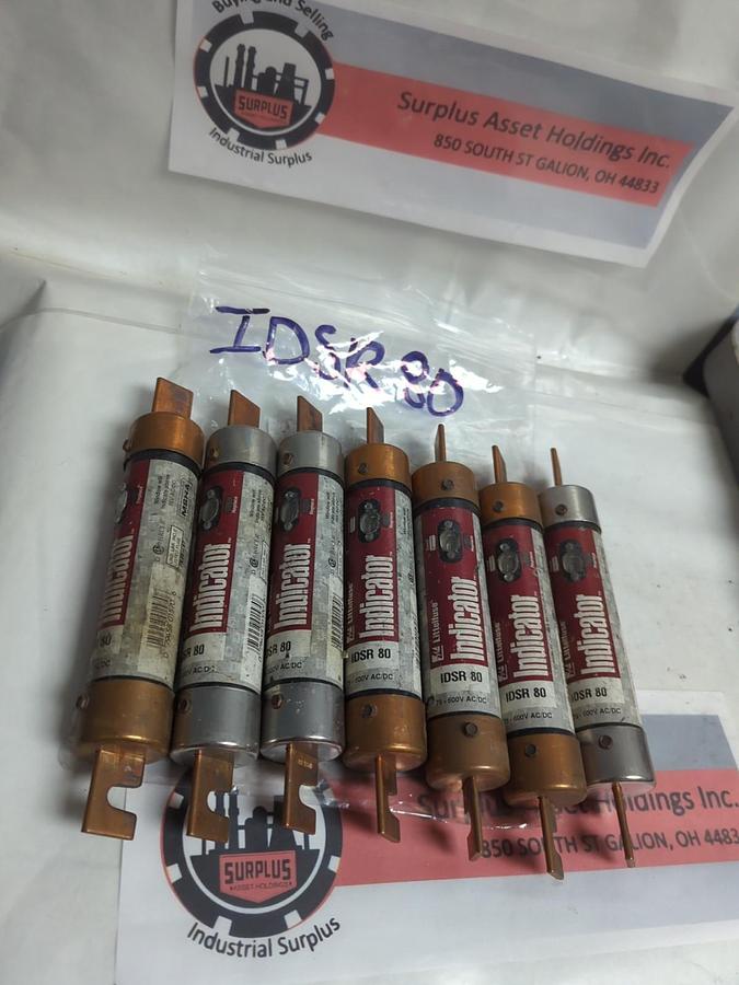 Used LITTELFUSE,IDSR80,INDICATOR FUSE 80 AMP LOT OF 7 PRE-OWNED