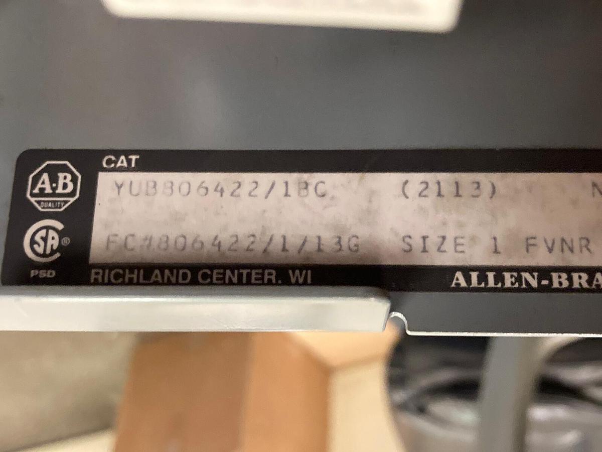 Used Allen-Bradley,2100 2113,Size 1 MCC 12 INCH Starter Feeder Bucket  3 Amp Breaker