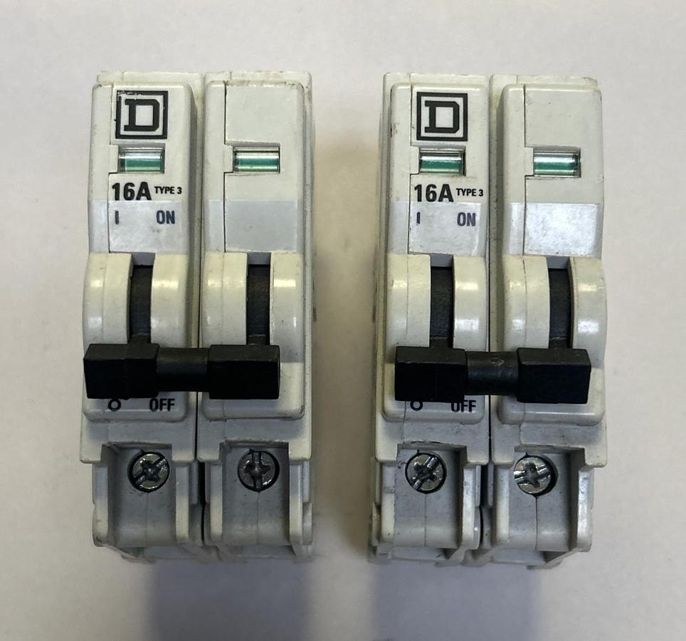 Used SQUARE D,QOE216,CIRCUIT BREAKER 16A 415V LOT OF 2