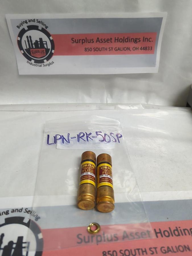 Used COOPER BUSSMANN,LPN-RK-50SP,LOW-PEAK 50 AMP FUSE LOT OF 2 PRE-OWNED