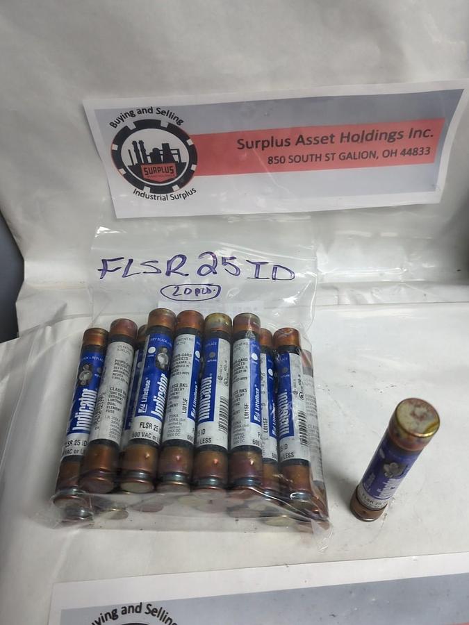 Used LITTELFUSE,FLSR-6-25ID,INDICATOR FUSE 25 AMP LOT OF 20 PRE-OWNED