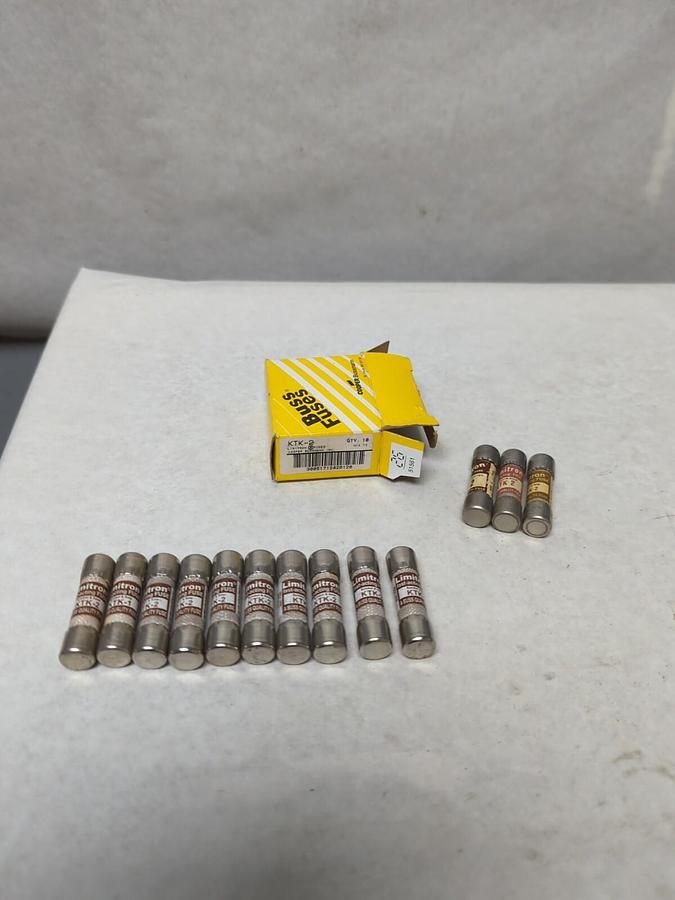 COOPER BUSSMANN,KTK2,LIMITRON 2 AMP FUSE LOT OF 13 NOS