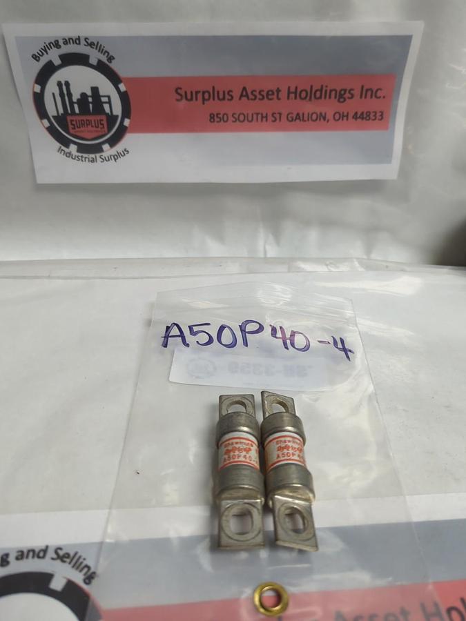 Used GOULD SHAWMUT,A50P40-4,TYPE 4 FUSE 40 AMP LOT OF 2 PRE-OWNED