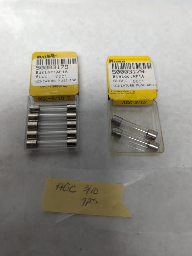 COOPER BUSSMANN,AGX-3/10,FAST ACTING 3/10 AMP FUSE LOT OF 7 NOS