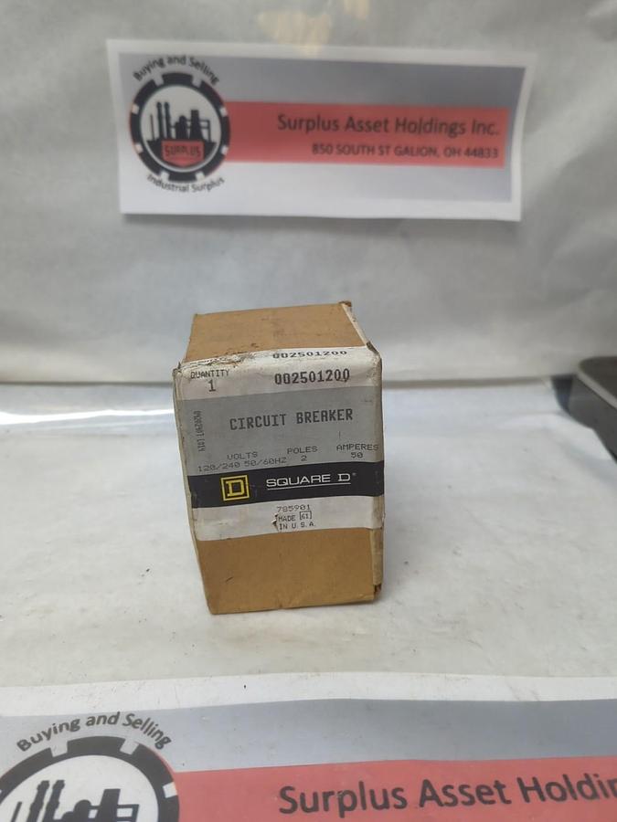 SQUARE D,QO2501200,CIRCUIT BREAKER 50 AMP 2-POLE NOS