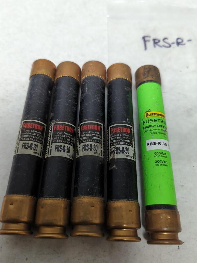 Used COOPER BUSSMANN,FRS-R-30,FUSETRON 30 AMP FUSE LOT OF 5 PRE-OWNED