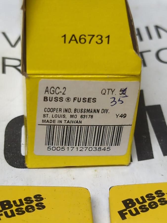 COOPER BUSSMANN,AGC-2,GLASS FUSES BOX OF 35 NEW