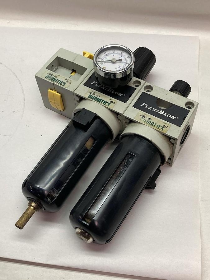 Used Numatics,P22B-03 and L22L-03,Flexiblok Pneumatic Filter Regulator Assembly