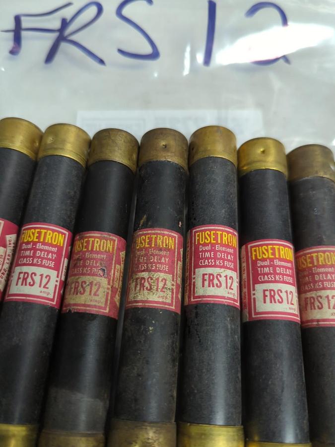 Used COOPER BUSSMANN,FRS-12,FUSETRON 12 AMP FUSE LOT OF 9 PRE-OWNED