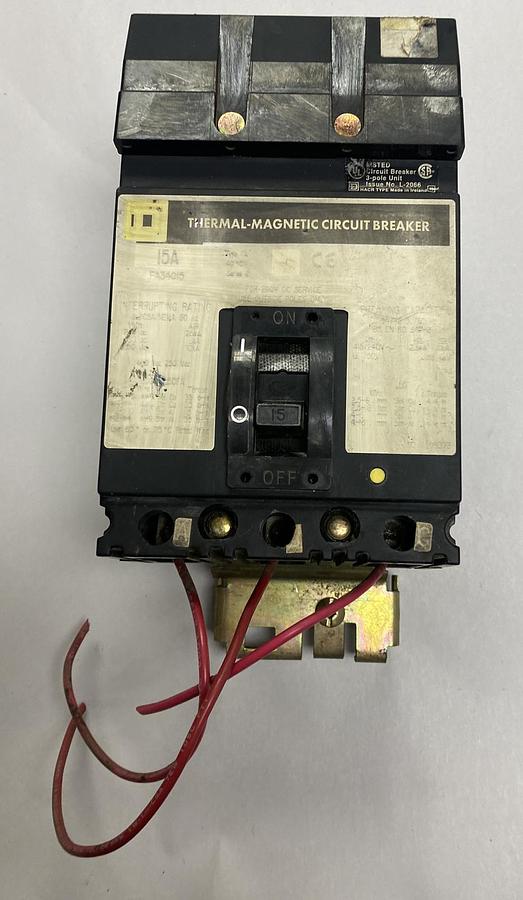Used Square D,FA34015,I-Line Circuit Breaker 15A 480V 3 Pole