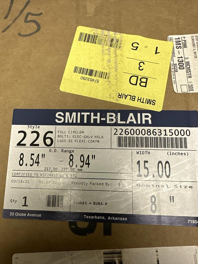 Used Smith-Blair,22600086315000,8"x15" Style 226 Repair Clamp