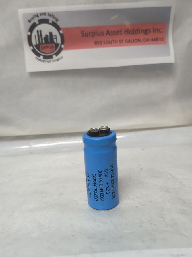 Used MALLORY,CG292U050R3C,CAPACITOR 2900MFD 50 VDC PRE-OWNED
