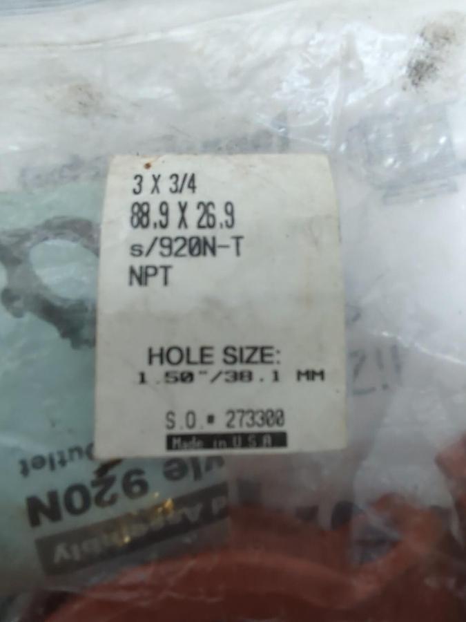 VICTAULIC,STYLE 920N-T,3X3/4 MECHANICAL-T OUTLET HOLE SIZE 1-1/2 IN/38.1MM NOS