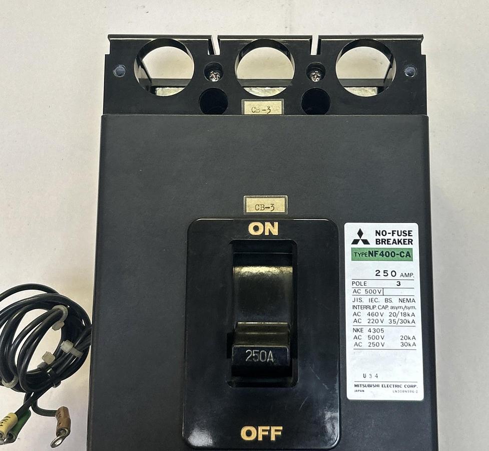 Used MITSUBISHI,NF400-CA,NO FUSE CIRCUIT BREAKER 250A 500V 3P