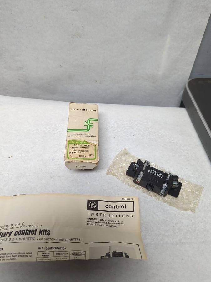 GENERAL ELECTRIC,CR205X100D,AUXILIARY CONTACT NEMA SIZE 0-5 NOS