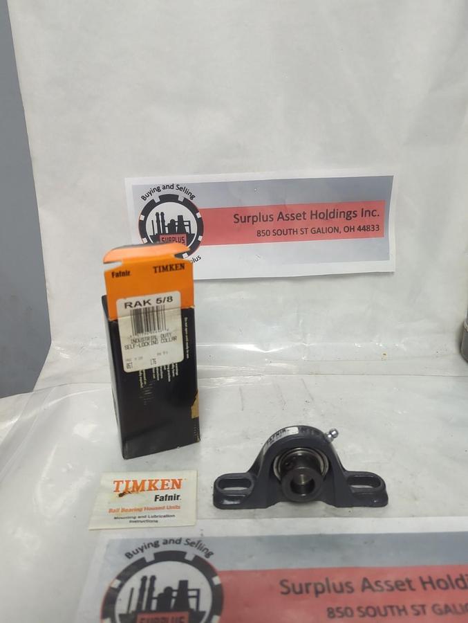 TIMKEN,RAK 5/8,PILLOW BLOCK BEARING 5/8 INCH BORE WITH LOCKING COLLAR NOS