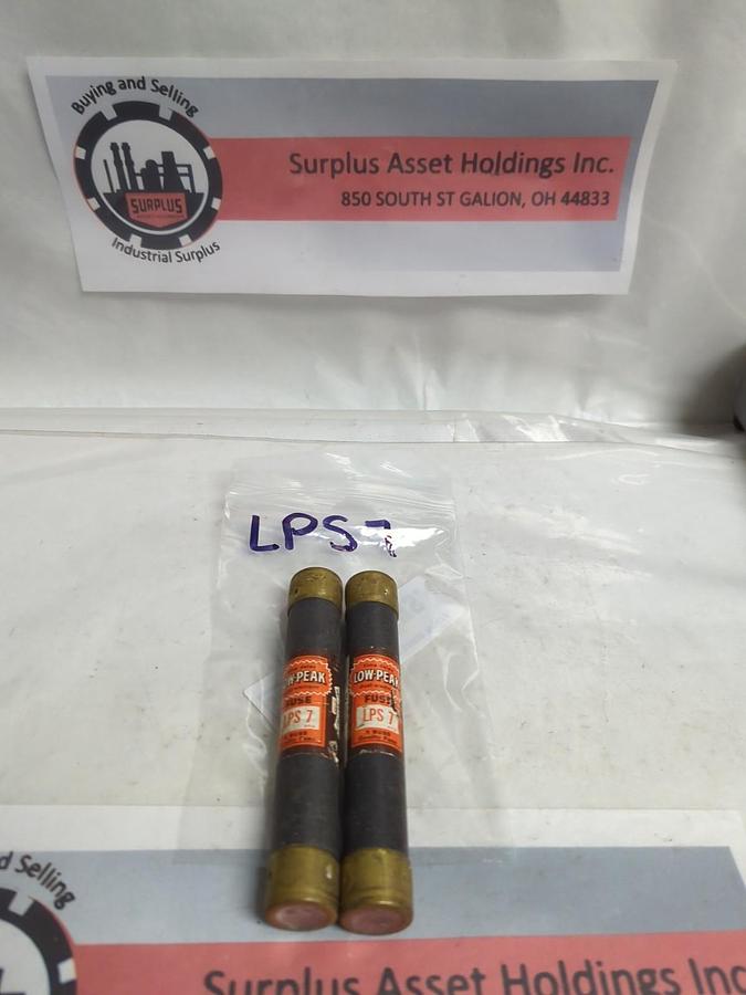 Used COOPER BUSSMANN,LPS-7,LOW-PEAK 7 AMP FUSE LOT OF 2 PRE-OWNED