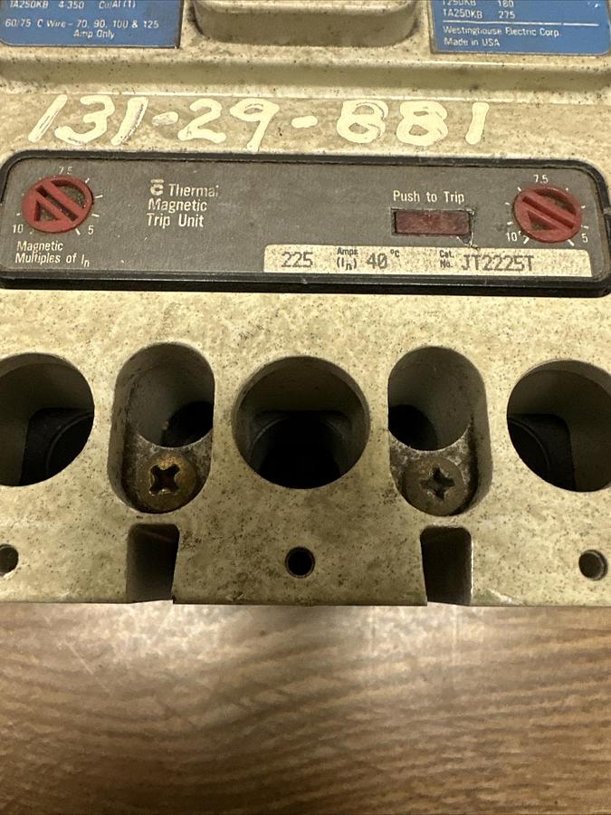 Used Westinghouse,JD 2250F,250 Amp Circuit Breaker with Thermal Trip Unit