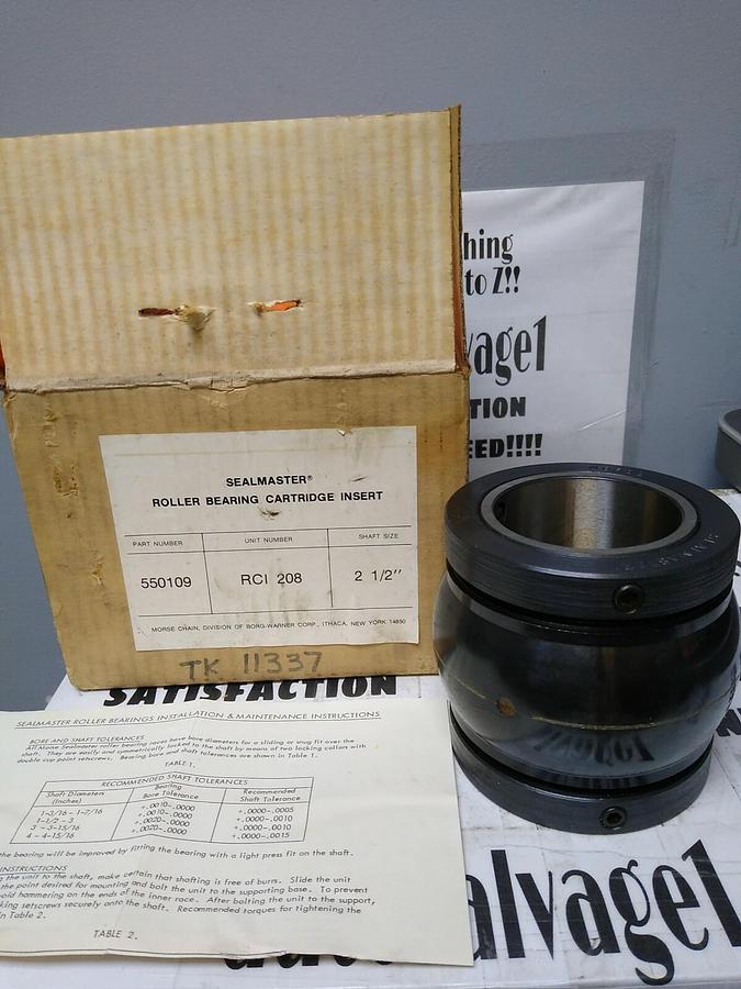Used Sealmaster MORSE,RCI 208 550109,Roller Bearing Cartridge Insert 2-1/2 INCH