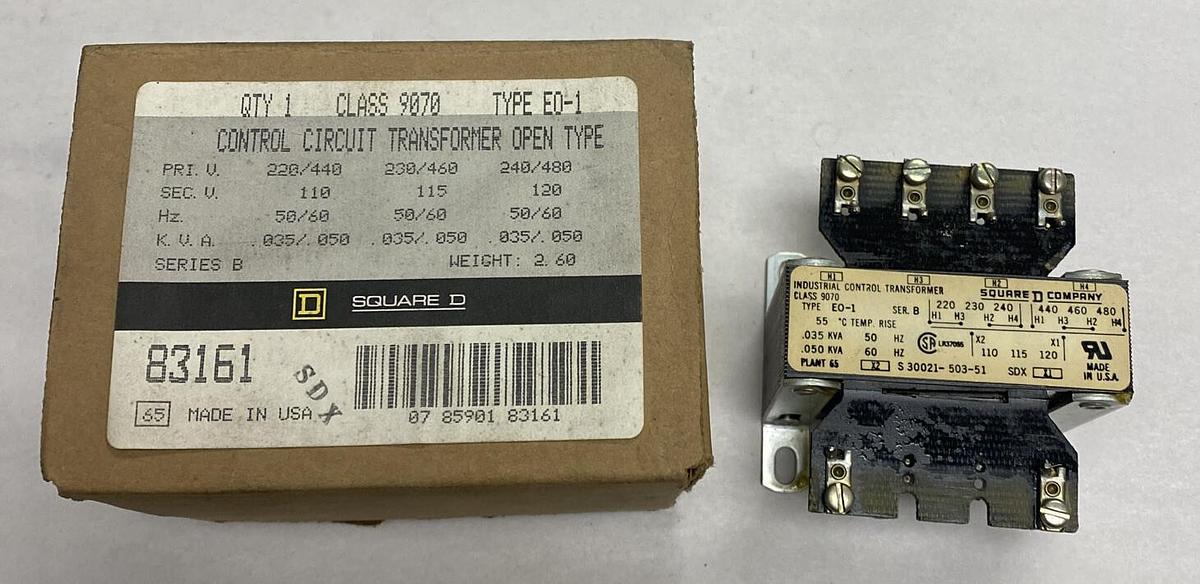 Used Square D,9070E01,Industrial Control Transformer NOS