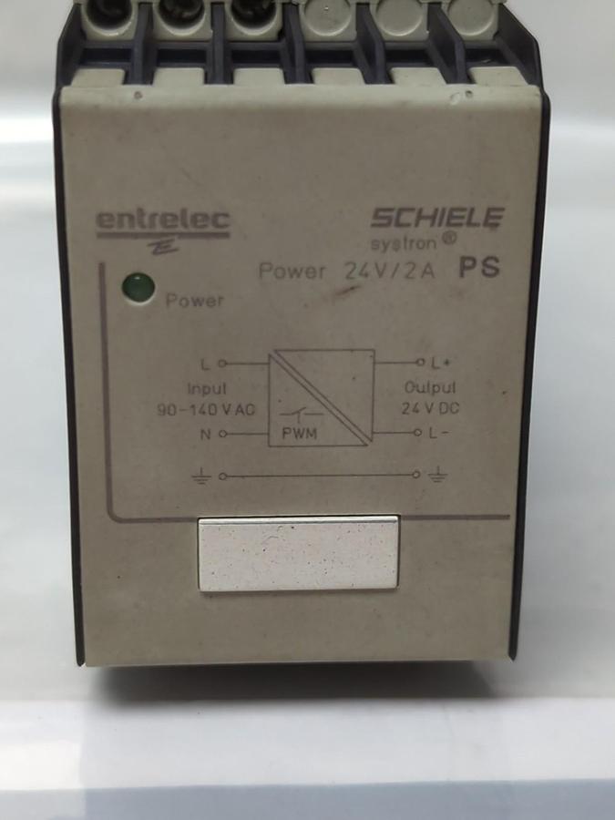 Used ENTERLEC SCHIELE,PS SYSTRON,POWER SUPPLY 90-140V 47-63HZ 24V/2A PRE-OWNED