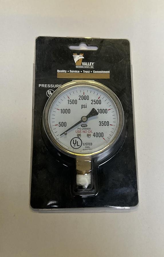 Used VALLEY,39BL,PRESSURE GAUGE 0-4000 PSI NEW