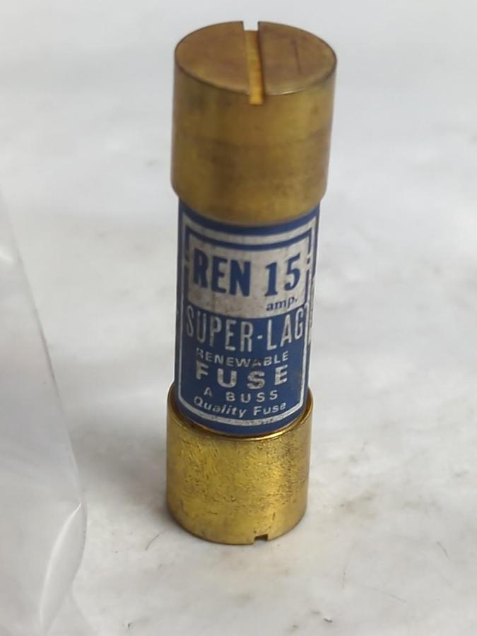COOPER BUSSMANN,REN15,SUPER-LAG RENEWABLE 15 AMP FUSE LOT OF 2 PRE-OWNED