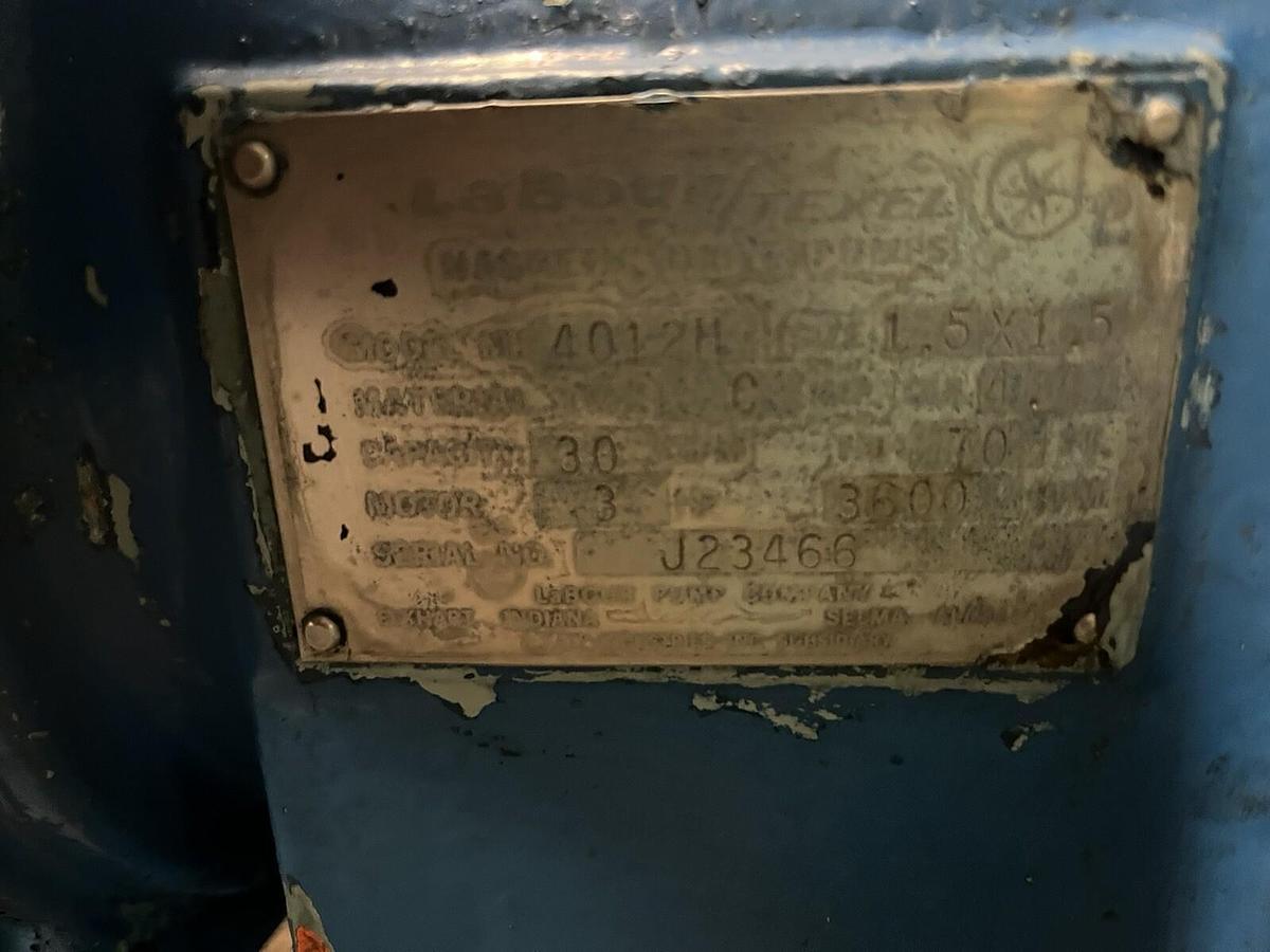 Used LA BOUR TEXEL,4012H,1.5X1.5 MAGNETIC DRIVE CHEMICAL PUMP