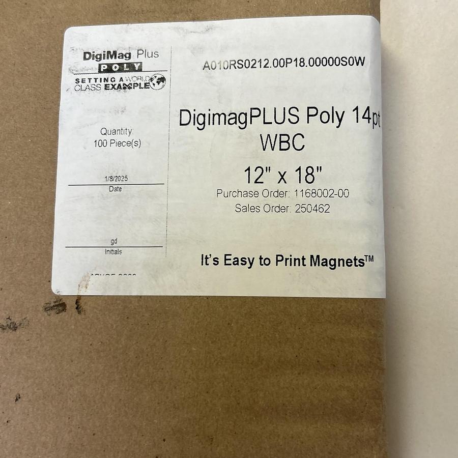 DigiMag Plus 14 Mil 14pt 12” X 18" Matte Poly Easy Print Magnets 100 SHEETS