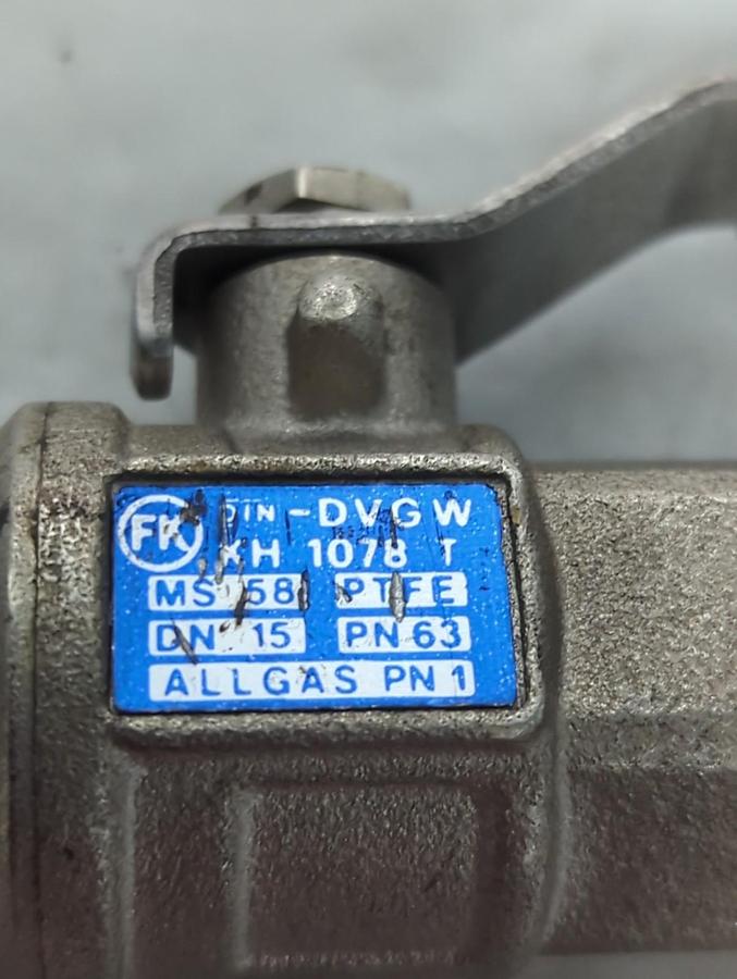 Used FK,DIN-DVGW,BALL VALVE 1/2 INCH ALLGAS PN1 PRE-OWNED