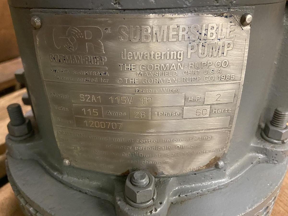 Used Gorman Rupp,S2A1-115V-1P,2Hp 2 INCH Submersible Dewatering Sump Pump Refurbished