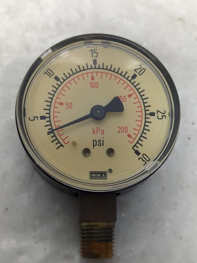 Used WIKA,0-30PSI,GAUGE 2-1/2 IN FACE 1/4 IN NPT BOTTOM CONNECTION PRE-OWNED