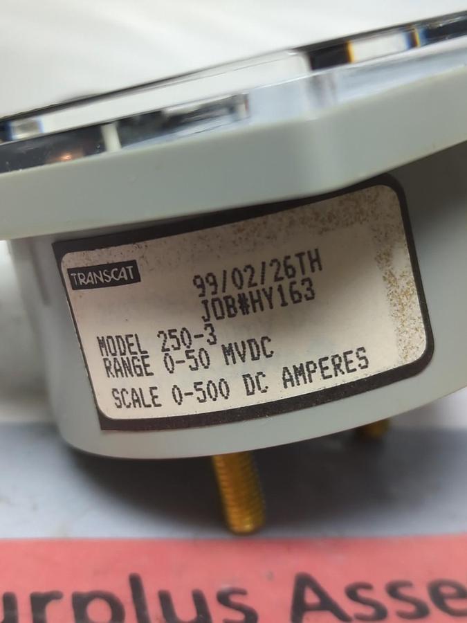 YOKOGAWA,250-3,PANEL METER 0-500 DC AMPERES NOS