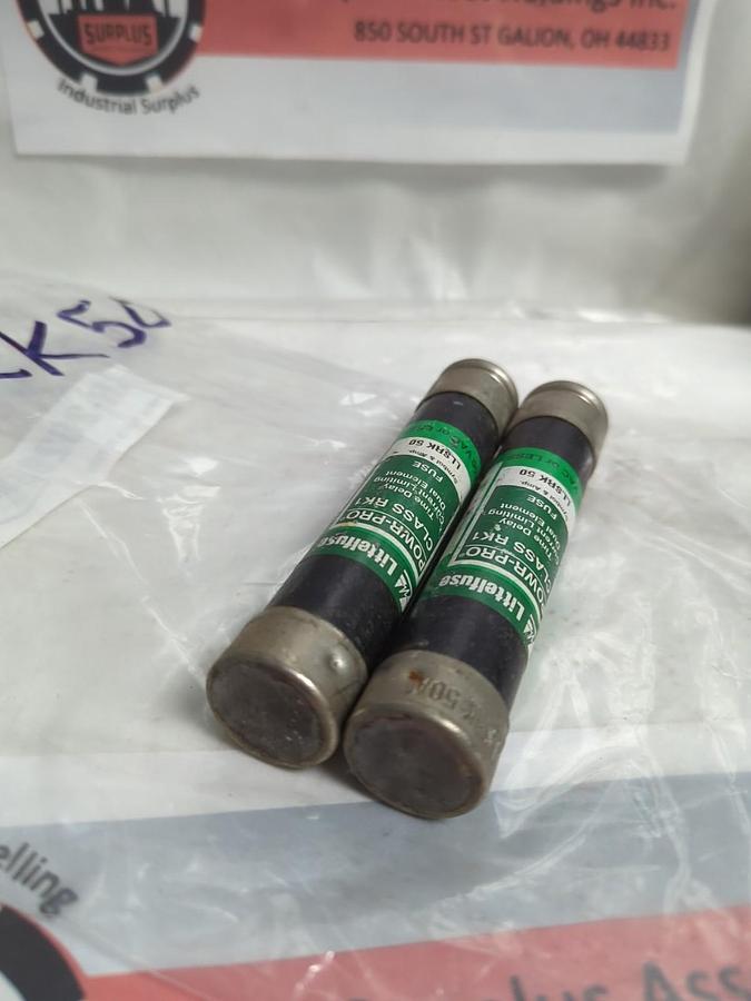 Used LITTELFUSE,LLSRK50,50 AMP FUSE LOT OF 2 PRE-OWNED