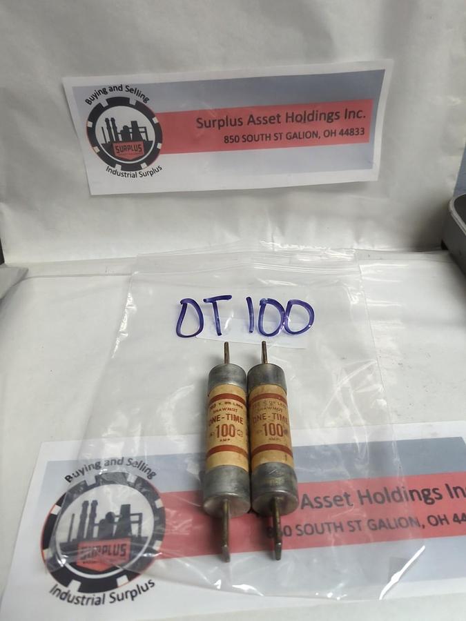 Used GOULD SHAWMUT,OT100,ONE-TIME 100 AMP FUSE LOT OF 2 PRE-OWNED