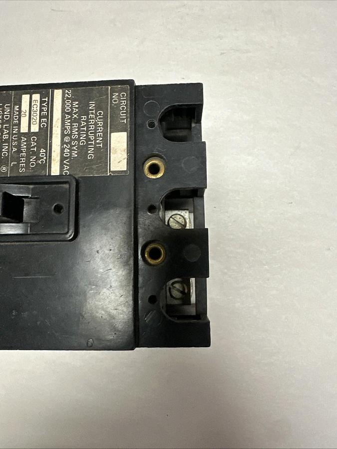 Used Cutler-Hammer,EC3020,20 Amp 3 Pole Circuit Breaker