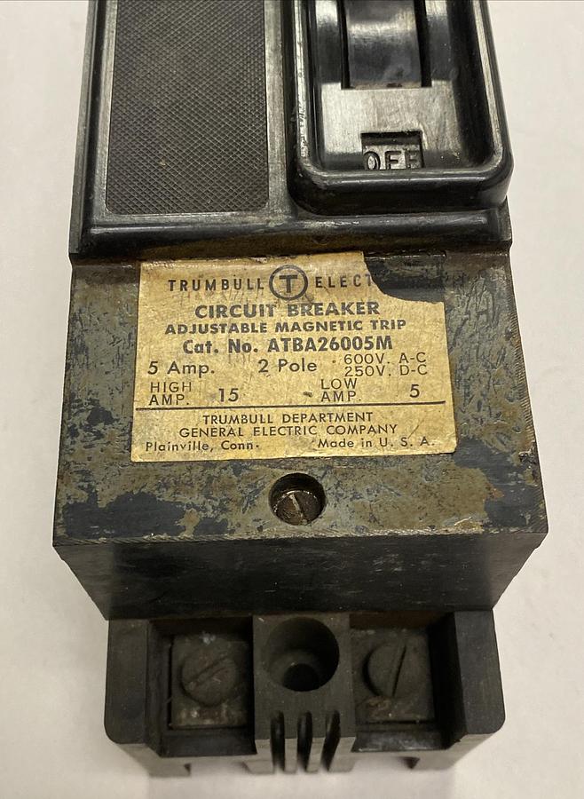Used Trumbull Electric General Electric,ATBA26005M, Circuit Breaker 5A 600V
