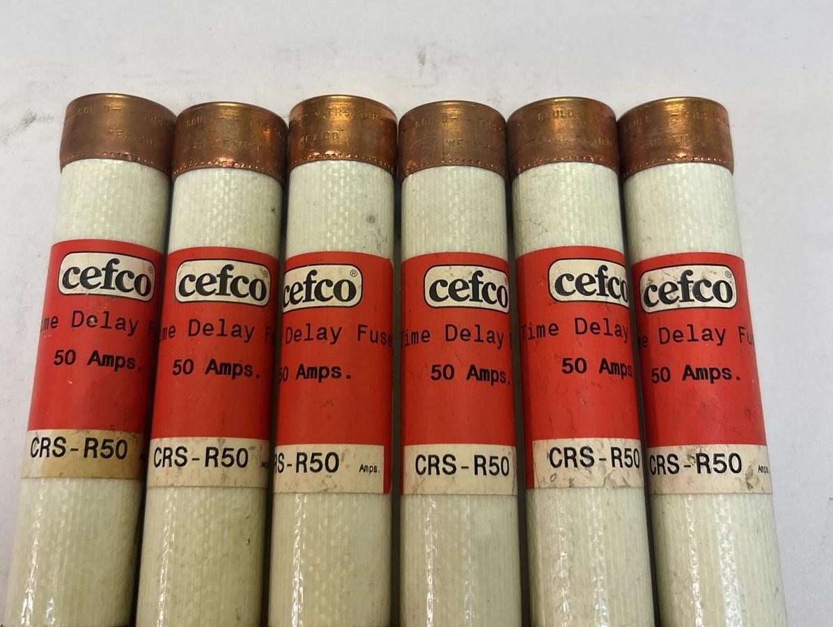 Used CEFCO,CRS-R50,TIME DELAY FUSE 50A 600V LOT OF 6